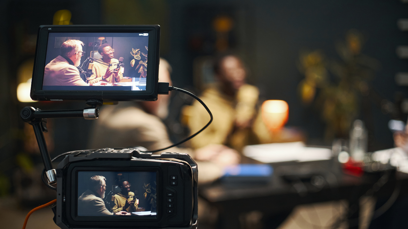 Multi-camera podcast filming setup at The Pod Media Factory in Bali